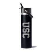 USC Trojans Black Engraved Hydro Flask 24oz Wide Mouth Straw Lid